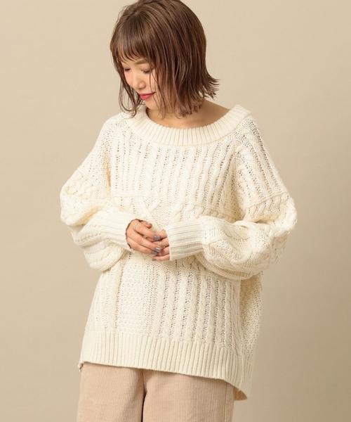 Another Edition（アナザーエディション）の「ケーブルパッチPO ◆（ニット/セーター・レディース・オフホワイト/ライム/ネイビー/ベージュ・FREE）」の11枚目の写真