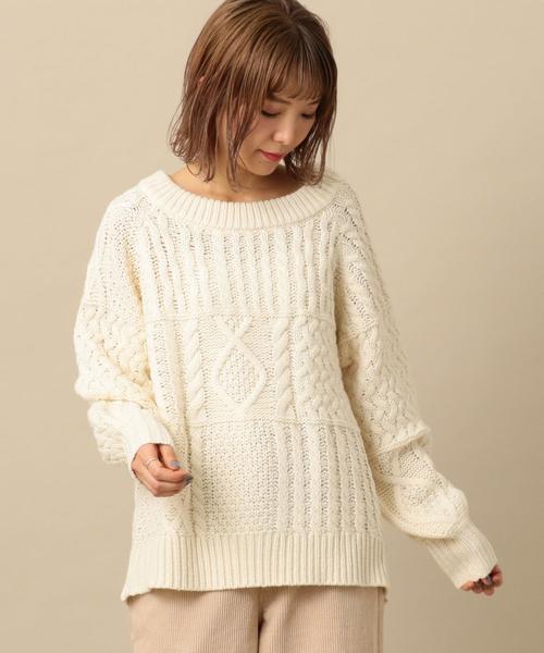 Another Edition（アナザーエディション）の「ケーブルパッチPO ◆（ニット/セーター・レディース・オフホワイト/ライム/ネイビー/ベージュ・FREE）」の12枚目の写真