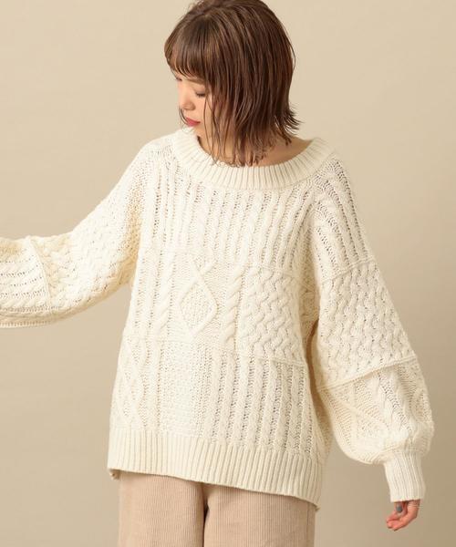 Another Edition（アナザーエディション）の「ケーブルパッチPO ◆（ニット/セーター・レディース・オフホワイト/ライム/ネイビー/ベージュ・FREE）」の13枚目の写真