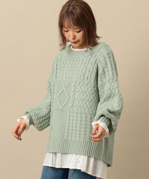 Another Edition（アナザーエディション）の「ケーブルパッチPO ◆（ニット/セーター・レディース・オフホワイト/ライム/ネイビー/ベージュ・FREE）」の18枚目の写真