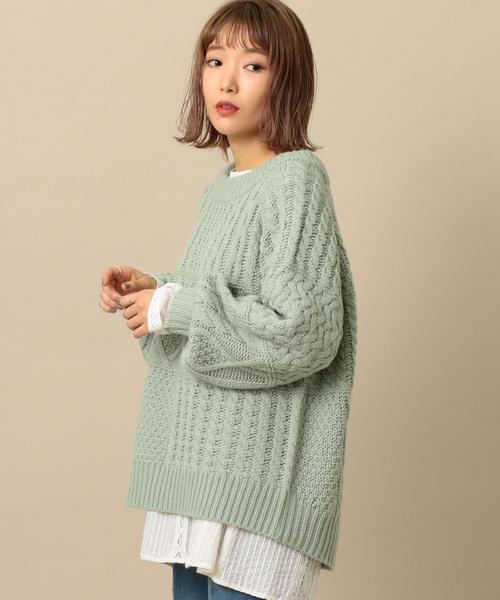 Another Edition(アナザーエディション)の「ケーブルパッチPO ◆(ニット/セーター・レディース・ネイビー/オフホワイト/ベージュ/ライム・FREE)」の20枚目の写真