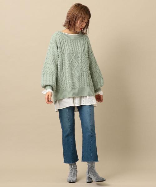 Another Edition(アナザーエディション)の「ケーブルパッチPO ◆(ニット/セーター・レディース・ネイビー/オフホワイト/ベージュ/ライム・FREE)」の22枚目の写真