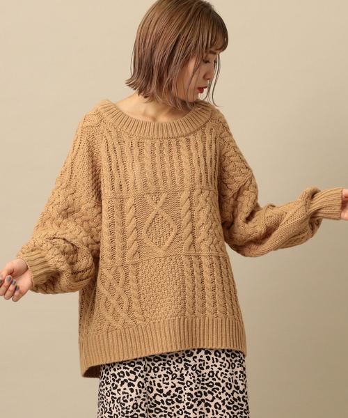 Another Edition(アナザーエディション)の「ケーブルパッチPO ◆(ニット/セーター・レディース・ネイビー/オフホワイト/ベージュ/ライム・FREE)」の14枚目の写真