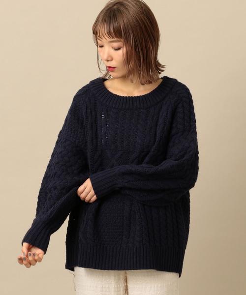 Another Edition(アナザーエディション)の「ケーブルパッチPO ◆(ニット/セーター・レディース・ネイビー/オフホワイト/ベージュ/ライム・FREE)」の19枚目の写真