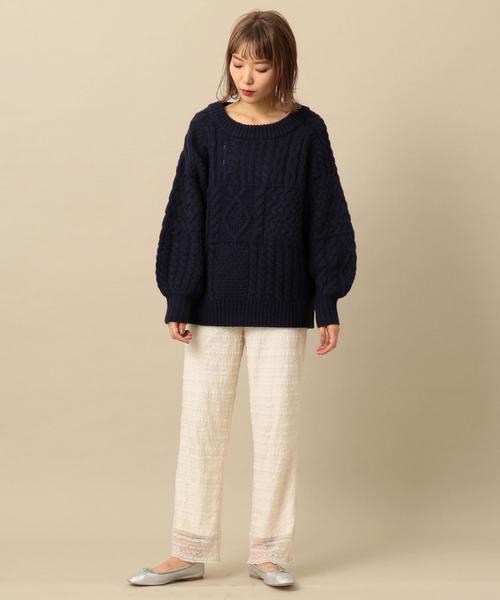 Another Edition(アナザーエディション)の「ケーブルパッチPO ◆(ニット/セーター・レディース・ネイビー/オフホワイト/ベージュ/ライム・FREE)」の11枚目の写真