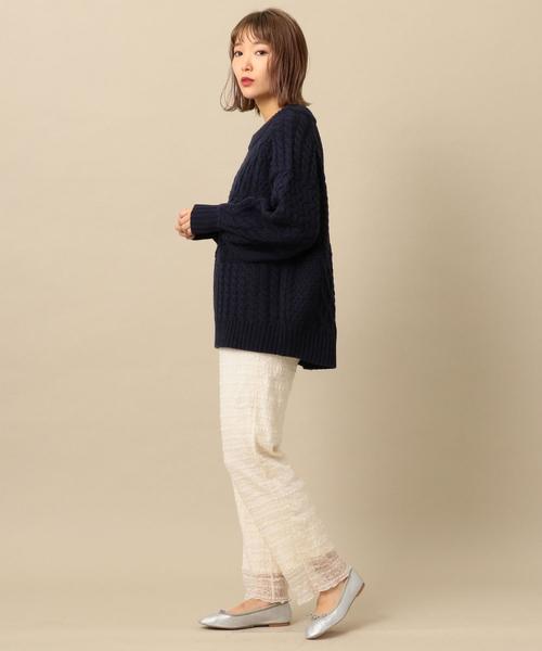 Another Edition(アナザーエディション)の「ケーブルパッチPO ◆(ニット/セーター・レディース・ネイビー/オフホワイト/ベージュ/ライム・FREE)」の12枚目の写真