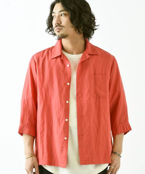 Ciaopanic チャオパニック の テンセルリネン開襟7分袖シャツ シャツ ブラウス Wear