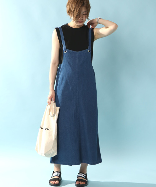 notch.（ノッチ）の「サロペットスカート（デニムスカート・レディース・ブラック/ブルー/スカイブルー・M/L）」の3枚目の写真