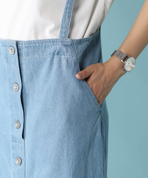 notch.（ノッチ）の「サロペットスカート（デニムスカート・レディース・ブラック/ブルー/スカイブルー・M/L）」の22枚目の写真