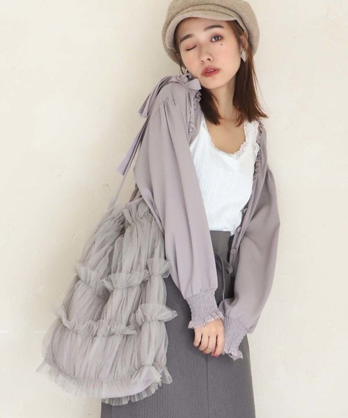 one after another NICE CLAUP（ワンアフターアナザーナイスクラップ）の「チュールボリュームBAG（ショルダーバッグ・レディース・アイボリー/グレー系その他/ピンク系その他・FREE）」の2枚目の写真