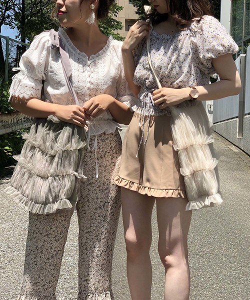 one after another NICE CLAUP（ワンアフターアナザーナイスクラップ）の「チュールボリュームBAG（ショルダーバッグ・レディース・アイボリー/グレー系その他/ピンク系その他・FREE）」の6枚目の写真