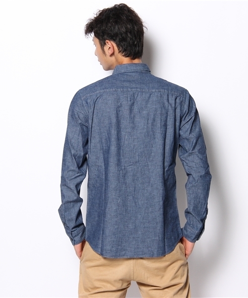 NANO universe（ナノユニバース）の「ダンガリーホリゾンタルシャツ（シャツ/ブラウス・メンズ・インディゴブルー/ネイビー/ブルー/サックスブルー・SMALL/MEDIUM/LARGE）」の7枚目の写真