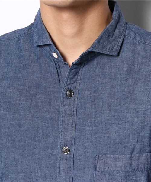 NANO universe（ナノユニバース）の「ダンガリーホリゾンタルシャツ（シャツ/ブラウス・メンズ・インディゴブルー/ネイビー/ブルー/サックスブルー・SMALL/MEDIUM/LARGE）」の8枚目の写真