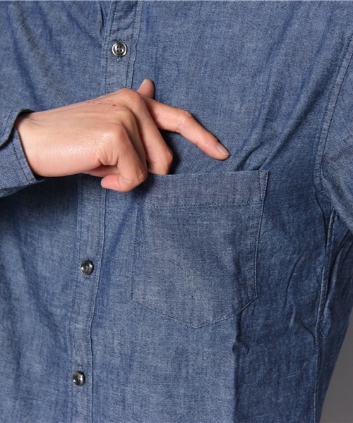 NANO universe（ナノユニバース）の「ダンガリーホリゾンタルシャツ（シャツ/ブラウス・メンズ・インディゴブルー/ネイビー/ブルー/サックスブルー・SMALL/MEDIUM/LARGE）」の10枚目の写真