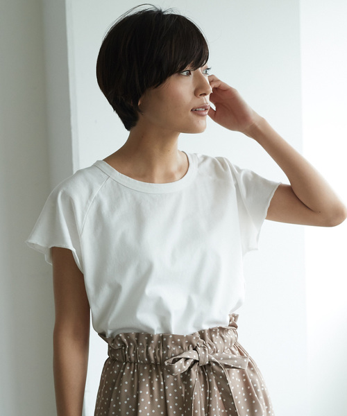 AMERICAN HOLIC（アメリカンホリック）の「・ラグラン半袖プルオーバー（Tシャツ/カットソー・レディース・オフホワイト/チャコールグレー/キャメル/カーキ・M/L）」の2枚目の写真