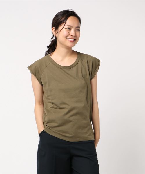 AMERICAN HOLIC（アメリカンホリック）の「・ラグラン半袖プルオーバー（Tシャツ/カットソー・レディース・オフホワイト/チャコールグレー/キャメル/カーキ・M/L）」の4枚目の写真