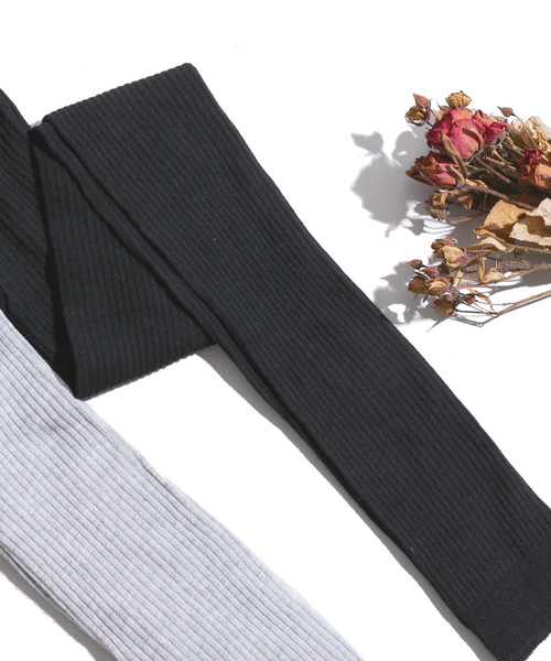 WEGO（ウィゴー）の「WEGO/レイヤードリブレギンス(10分丈)（レギンス/スパッツ・レディース・ライトグレー/ブラック/キナリ・FREE）」の3枚目の写真