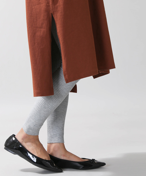 WEGO（ウィゴー）の「WEGO/レイヤードリブレギンス(10分丈)（レギンス/スパッツ・レディース・ライトグレー/ブラック/キナリ・FREE）」の6枚目の写真