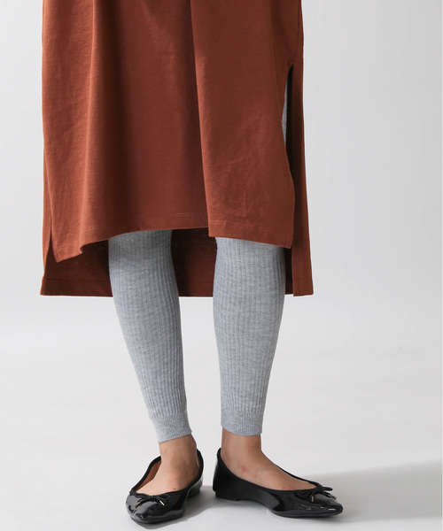 WEGO（ウィゴー）の「WEGO/レイヤードリブレギンス(10分丈)（レギンス/スパッツ・レディース・ライトグレー/ブラック/キナリ・FREE）」の7枚目の写真