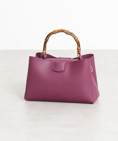 FREE'S MART（フリーズマート）の「バンブーハンドルショルダー（ハンドバッグ・レディース・ブラック/グレー/パープル・ﾌﾘ-）」の3枚目の写真