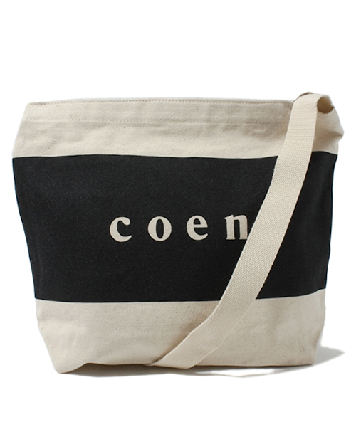 coen（コーエン）の「coenロゴキャンバスポストマンショルダーバッグ（ショルダーバッグ・レディース・ブラック/ナチュラル・フリー）」の2枚目の写真