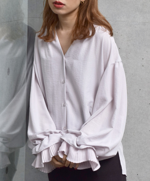 w closet(ダブルクローゼット)の「袖プリーツシャツブラウス(シャツ/ブラウス・レディース・ベージュ/マスタード/モカ/ラベンダー・FREE)」の3枚目の写真