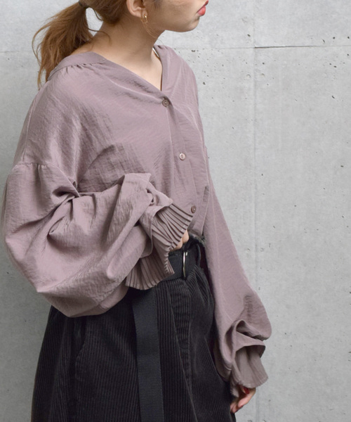 w closet(ダブルクローゼット)の「袖プリーツシャツブラウス(シャツ/ブラウス・レディース・ベージュ/マスタード/モカ/ラベンダー・FREE)」の11枚目の写真