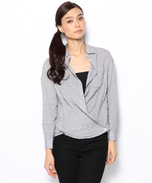 laule'a sunny side store(ラウレアサニーサイドストア)の「細ボーダー2WAYシャツ(シャツ/ブラウス・レディース・ネイビー/ホワイト/ブラック・FREE)」の12枚目の写真