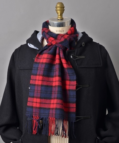 SHIPS JET BLUE(シップスジェットブルー)の「SGS: スコットランド製 ラム/チェック マフラー(マフラー・メンズ・グリーン/その他/オフホワイト/オリーブ/レッド/ネイビー/アイボリー/ブラック/ブルー/ダークブルー/カーキ/ワインレッド/グレー/ダークグレー/ロイヤルブルー/コバルトブルー/ダークカーキ/チャコールグレー/ホワイト系その他/ワイン・ONE SIZE)」の18枚目の写真
