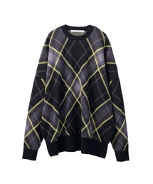 CHECKED OVERSIZED KNIT SWEATER