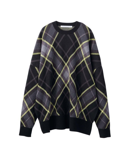 JOHN LAWRENCE SULLIVAN（ジョンローレンスサリバン）の「CHECKED OVERSIZED KNIT SWEATER（ニット/セーター・メンズ・ブラック/オレンジ・SMALL/MEDIUM）」の2枚目の写真
