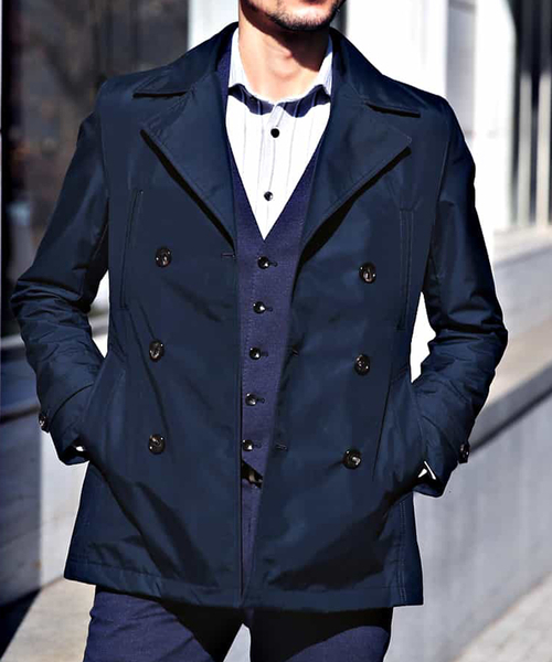 MICHEL KLEIN HOMME (ミッシェルクランオム)の「スプリングコート(SEATECH)(ピーコート・メンズ・ホワイト/ネイビー・MEDIUM/LARGE/X-LARGE/48/46/51)」の4枚目の写真