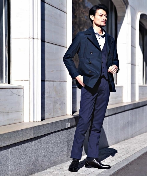 MICHEL KLEIN HOMME (ミッシェルクランオム)の「スプリングコート(SEATECH)(ピーコート・メンズ・ホワイト/ネイビー・MEDIUM/LARGE/X-LARGE/48/46/51)」の6枚目の写真