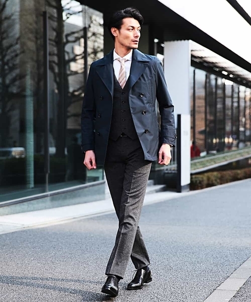 MICHEL KLEIN HOMME (ミッシェルクランオム)の「スプリングコート(SEATECH)(ピーコート・メンズ・ホワイト/ネイビー・MEDIUM/LARGE/X-LARGE/48/46/51)」の7枚目の写真