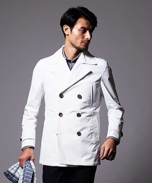 MICHEL KLEIN HOMME (ミッシェルクランオム)の「スプリングコート(SEATECH)(ピーコート・メンズ・ホワイト/ネイビー・MEDIUM/LARGE/X-LARGE/48/46/51)」の14枚目の写真