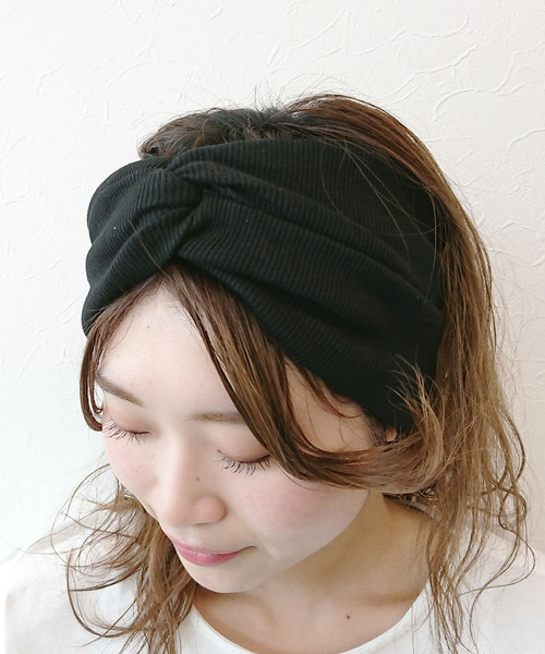 Three Four Time（ｽﾘｰﾌｫｰﾀｲﾑ）の「リブカット幅広ターバン（ヘアバンド・レディース・ブラック/ベージュ/グレー・FREE）」の14枚目の写真