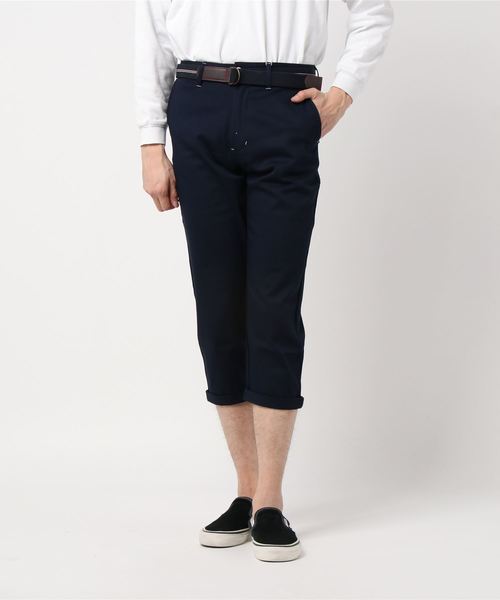 STYLEBLOCK（スタイルブロック）の「ベルト付きストレッチツイルクロップドパンツ（チノパンツ・メンズ・ネイビー/ベージュ/ブラック/カーキ・79/85/76/82）」の4枚目の写真
