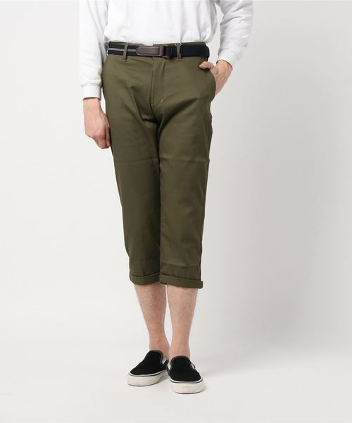 STYLEBLOCK（スタイルブロック）の「ベルト付きストレッチツイルクロップドパンツ（チノパンツ・メンズ・ネイビー/ベージュ/ブラック/カーキ・79/85/76/82）」の3枚目の写真