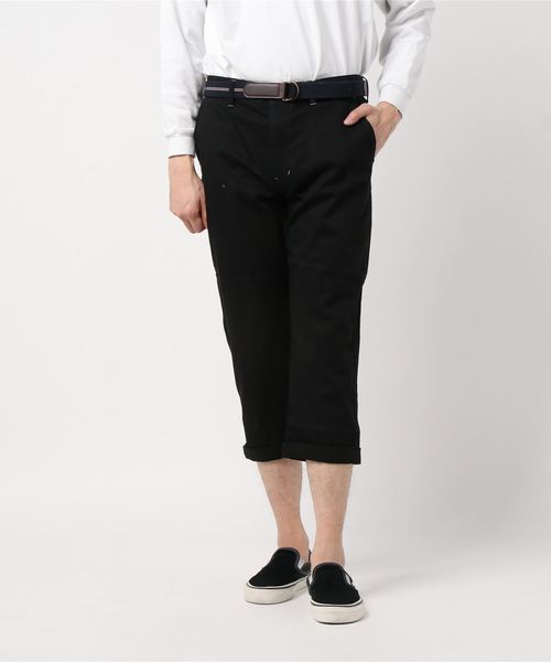 STYLEBLOCK（スタイルブロック）の「ベルト付きストレッチツイルクロップドパンツ（チノパンツ・メンズ・ネイビー/ベージュ/ブラック/カーキ・79/85/76/82）」の2枚目の写真