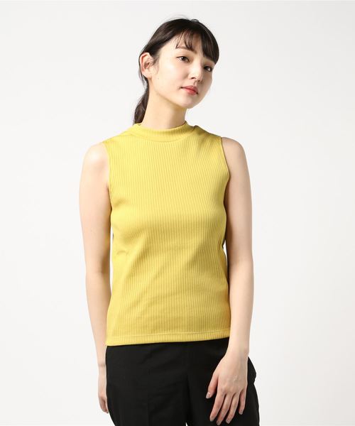 A/C DESIGN BY ALPHA CUBIC（エーシーデザインバイアルファキュービック）の「【WEB&一部店舗限定】モックネックノースリーブプルオーバー（Tシャツ/カットソー・レディース・ピンク/オフホワイト/マスタード/ブルー/ブラック・M size/L size）」の4枚目の写真