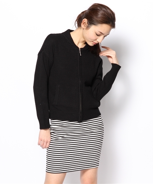 NANO universe（ナノユニバース）の「BARK TANNAGE/コットンバルキーZIPカーデ（カーディガン/ボレロ・レディース・ホワイト/その他1/ブラック・FREE）」の2枚目の写真