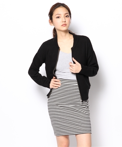 NANO universe（ナノユニバース）の「BARK TANNAGE/コットンバルキーZIPカーデ（カーディガン/ボレロ・レディース・ホワイト/その他1/ブラック・FREE）」の7枚目の写真