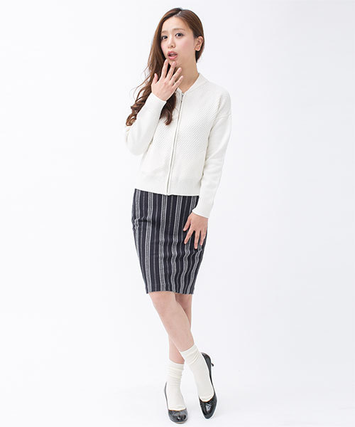 NANO universe（ナノユニバース）の「BARK TANNAGE/コットンバルキーZIPカーデ（カーディガン/ボレロ・レディース・ホワイト/その他1/ブラック・FREE）」の14枚目の写真