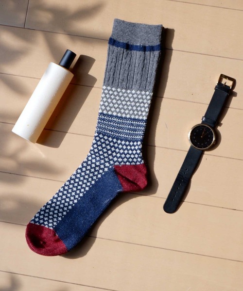 ANONYMOUSISM（アノニマスイズム）の「ANONYMOUSISM　チェスナットJQクルー（ソックス/靴下・メンズ・ブラック/モスグリーン/ライトブラウン/ネイビー/ブラウン・25cm～27cm/23cm～25cm）」の5枚目の写真