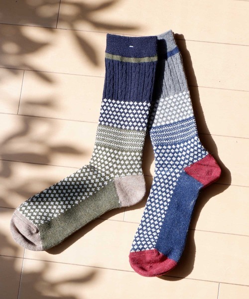 ANONYMOUSISM（アノニマスイズム）の「ANONYMOUSISM　チェスナットJQクルー（ソックス/靴下・メンズ・ブラック/モスグリーン/ライトブラウン/ネイビー/ブラウン・25cm～27cm/23cm～25cm）」の4枚目の写真