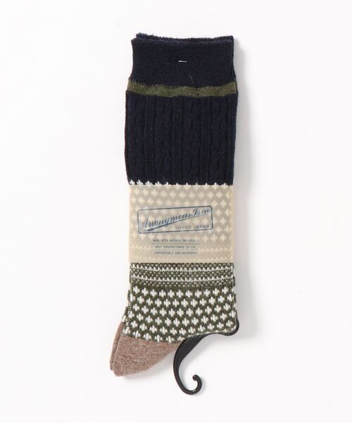 ANONYMOUSISM（アノニマスイズム）の「ANONYMOUSISM　チェスナットJQクルー（ソックス/靴下・メンズ・ブラック/モスグリーン/ライトブラウン/ネイビー/ブラウン・25cm～27cm/23cm～25cm）」の7枚目の写真