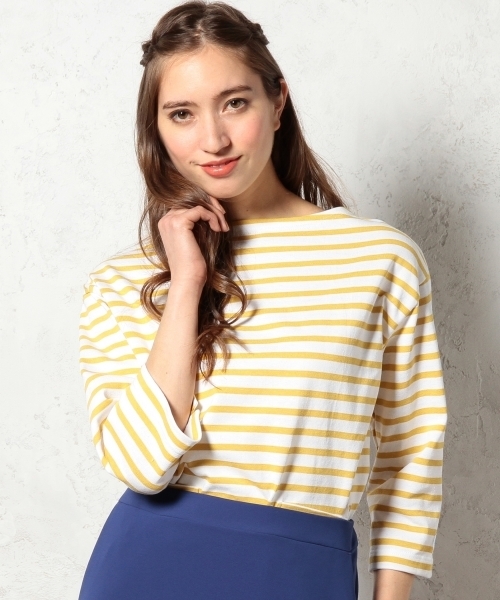 ORCIVAL（オーシバル）の「［オーシバル］ORCIVAL CL BOR PK POカットソー ◆（Tシャツ/カットソー・レディース・オフホワイト/オレンジ/イエロー・フリー）」の3枚目の写真