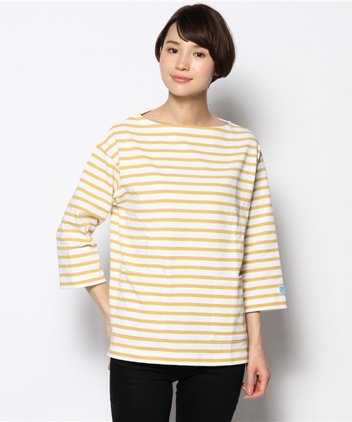 ORCIVAL（オーシバル）の「［オーシバル］ORCIVAL CL BOR PK POカットソー ◆（Tシャツ/カットソー・レディース・オフホワイト/オレンジ/イエロー・フリー）」の13枚目の写真