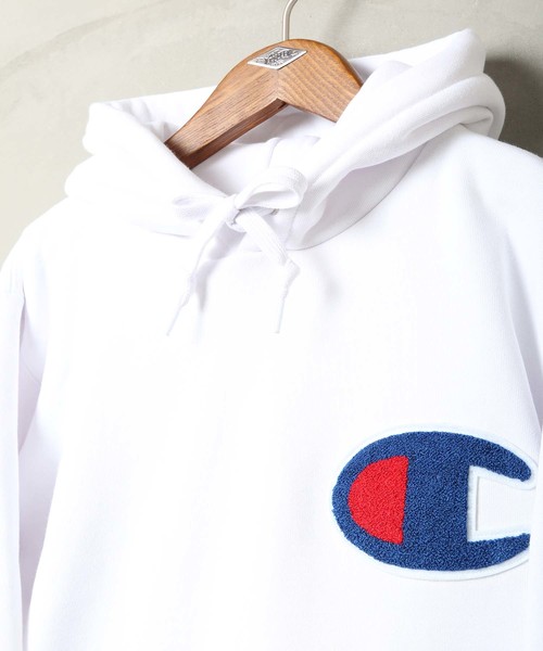Champion(チャンピオン)の「【CHAMPION/チャンピオン】サガラワッペン付き ビッグシルエット ロゴプルオーバーパーカー ユニセックスサイジング C3-E127(パーカー・メンズ・ホワイト/ブラック/ネイビー・MEDIUM/LARGE/X-LARGE)」の9枚目の写真