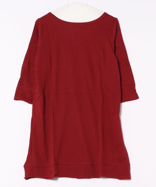 and it_（アンドイット）の「【日本製】Vネック7分袖Aラインロングカットソー【Tシャツ】【チュニック】（チュニック・レディース・ブラック/カーキ/ミント/ネイビー/パープル/ワイン/オレンジ/チャコールグレー/モカ/オートミール・LARGE/X-LARGE/MEDIUM）」の11枚目の写真